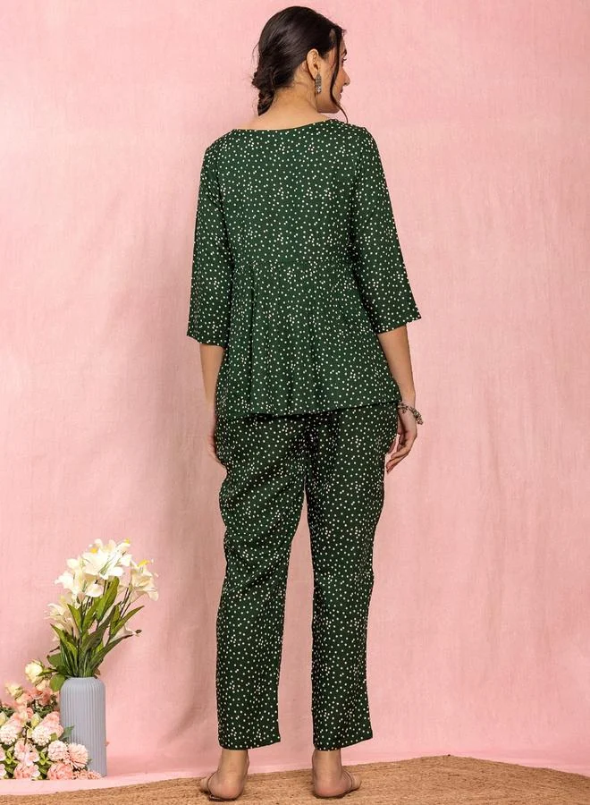 Kasya  Women Viscose Polka Dot Print Top and Pants Co-Ords for Women | Best Price UAE