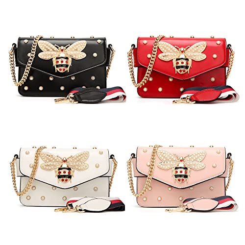 Beatfull Designer Bee Purse Fashion Crossbody Purse with Pearl for Women Pu Leather Shoulder Bag Clutch Handbags - Image 5