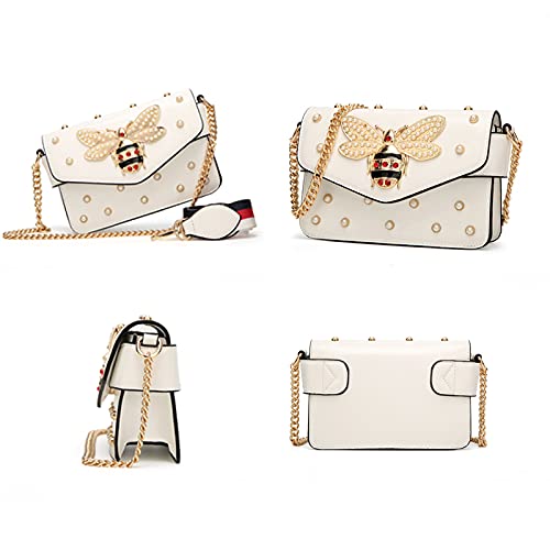 Beatfull Designer Bee Purse Fashion Crossbody Purse with Pearl for Women Pu Leather Shoulder Bag Clutch Handbags - Image 2