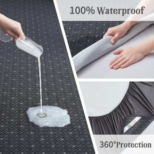 BEDLORE King Mattress Protector, Waterproof Noiseless Mattress Cover with Deep Pocket for 6-18 inches Mattress, Soft Breathable Mattress Pad Machine Washable (Dark Gray) - Image 4