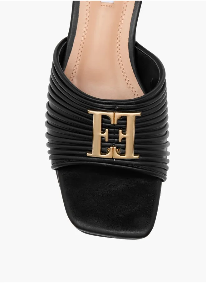 ايل Women's Logo Accent Slip-On Sandals with Block Heels