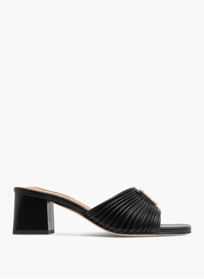 ايل Women's Logo Accent Slip-On Sandals with Block Heels