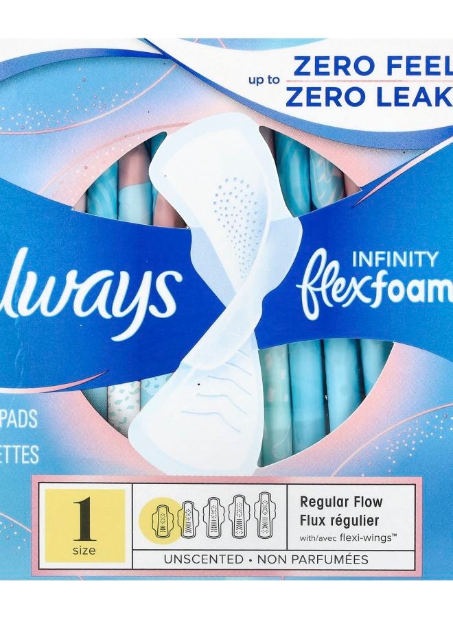 Always Infinity Flex Foam with Wings Size 1 Regular Flow Unscented 18 Pads