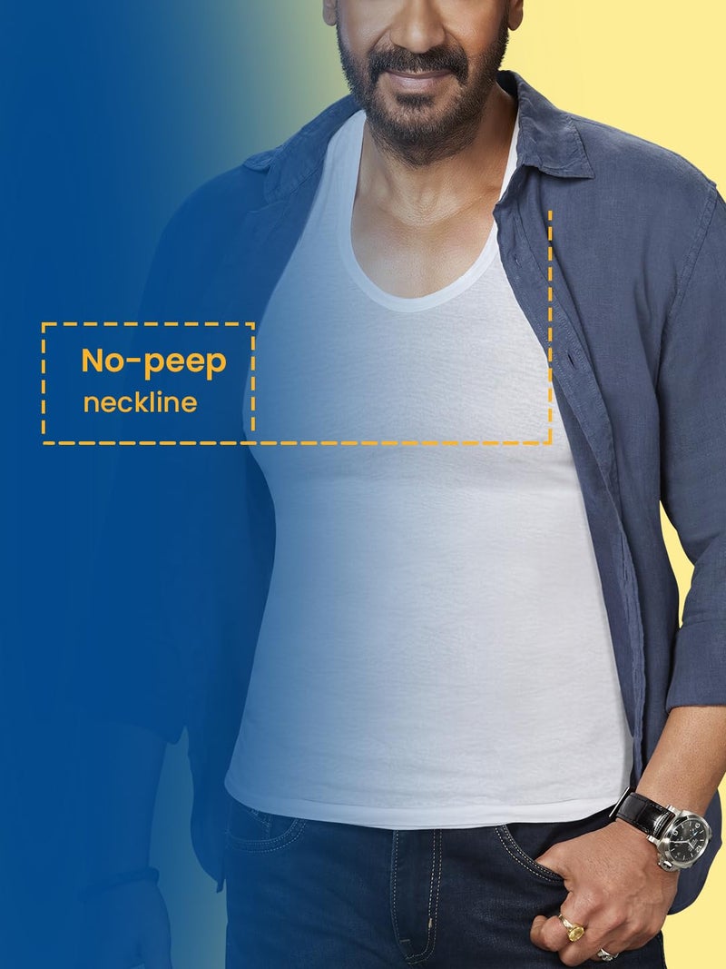 Amul Comfy Men’s Vest | 100% Cotton Single Jersey Fabric | U Neck Sleeveless Innerwear | Ultra Soft Hand Feel | Seamless Body | Superior Comfort | Color May Vary | (Pack of 5) White - Image 5