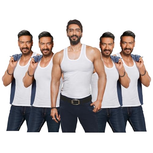 Amul Comfy Men’s Vest | 100% Cotton Single Jersey Fabric | U Neck Sleeveless Innerwear | Ultra Soft Hand Feel | Seamless Body | Superior Comfort | Color May Vary | (Pack of 5) White - Image 1