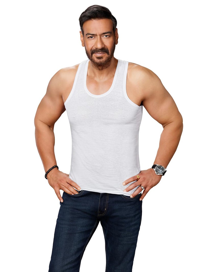 Amul Comfy Men’s Vest | 100% Cotton Single Jersey Fabric | U Neck Sleeveless Innerwear | Ultra Soft Hand Feel | Seamless Body | Superior Comfort | Color May Vary | (Pack of 5) White - Image 2
