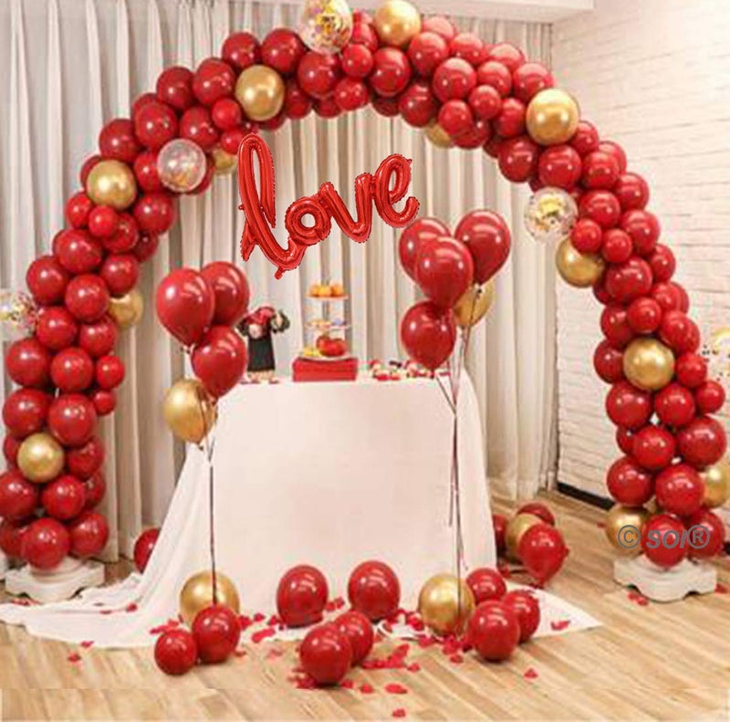 SOI Valentine Decoration Items | Love Decoration Items | Red Gold Balloons For Decoration | Love Balloon | Love Balloon For Decoration (Pack of 67) - Image 3