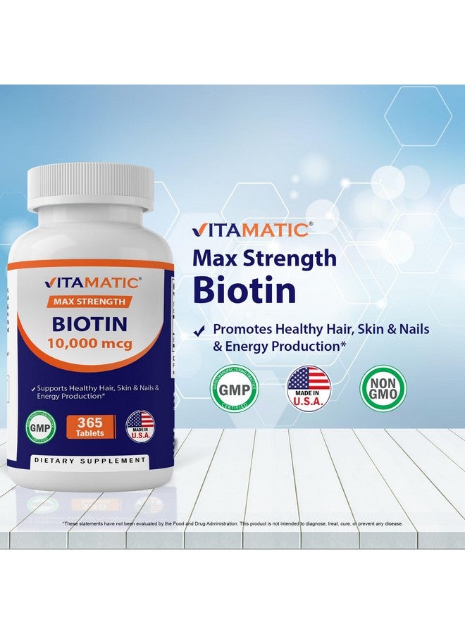فيتاماتيك فيتامين بيوتين 10000 ميكروجرام (10 مجم) من فيتاماتيك لشعر وبشرة وأظافر أقوى - 365 قرصًا نباتيًا - يُطلق عليه أيضًا فيتامين ب7 - Image 3