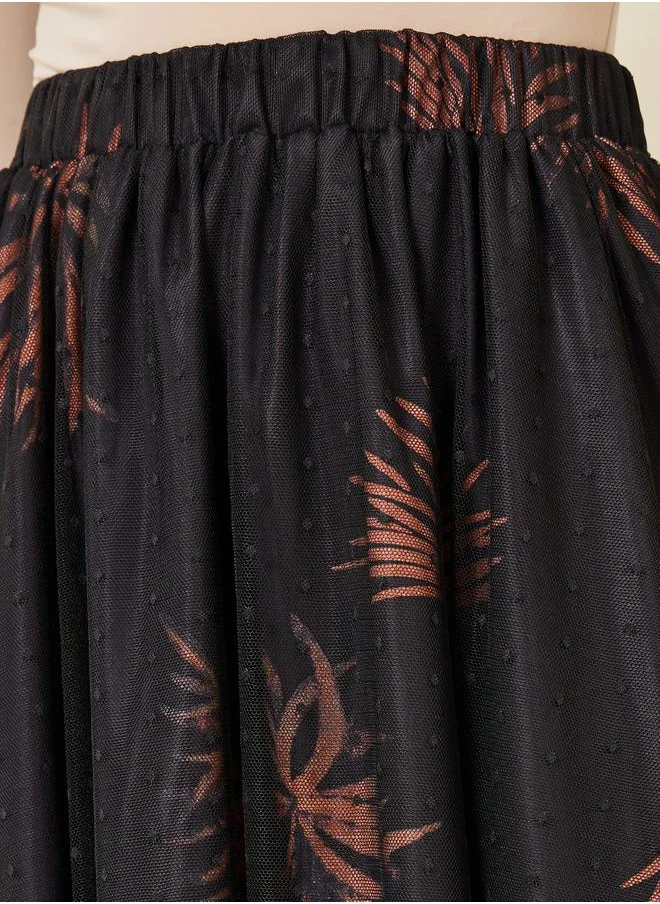 ستايلي Printed Dobby Mesh A-Line Maxi Skirt