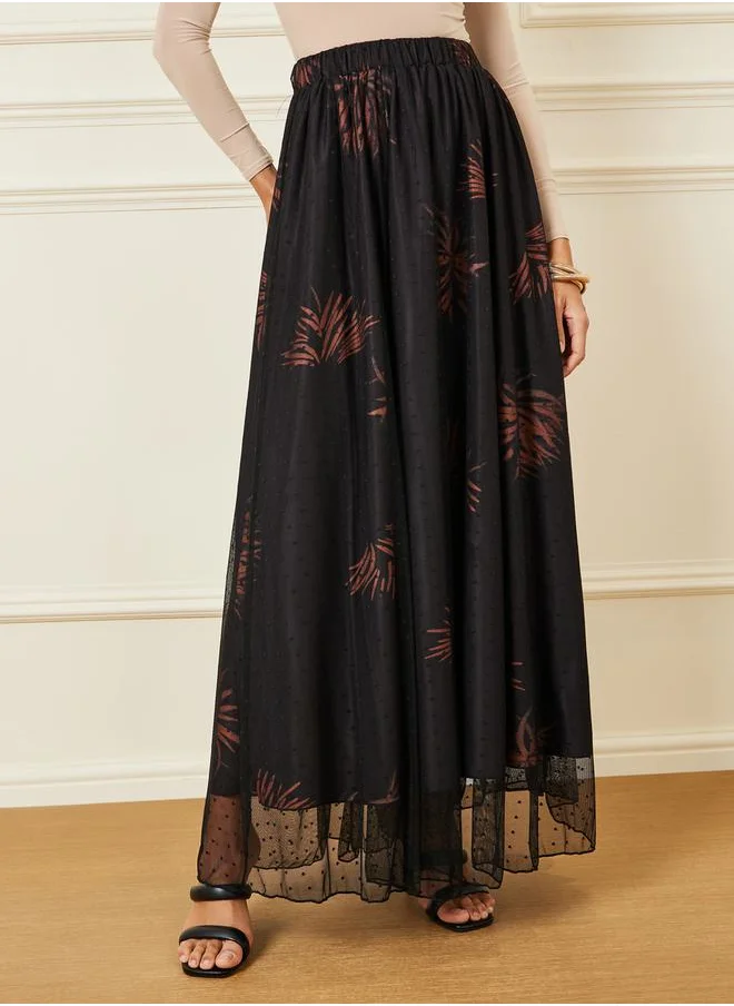 ستايلي Printed Dobby Mesh A-Line Maxi Skirt