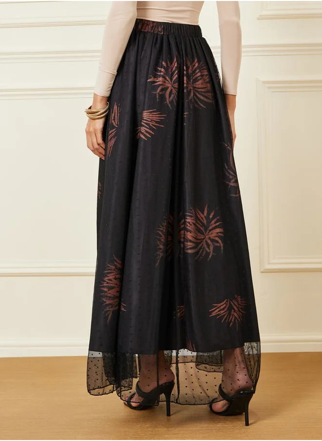 ستايلي Printed Dobby Mesh A-Line Maxi Skirt