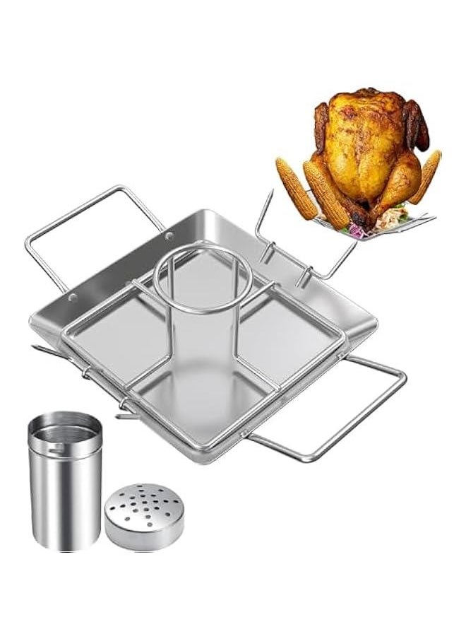 HOOKOR Grillers Beer Can Chicken Roaster Stand - Stainless Steel Holder - Barbecue Rack for The Grill, Oven or r - Dishwasher Safe - Includes 4 Vegetable Spikes  - Image 1