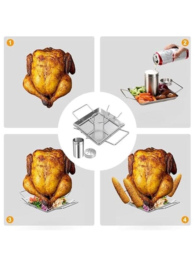 HOOKOR Grillers Beer Can Chicken Roaster Stand - Stainless Steel Holder - Barbecue Rack for The Grill, Oven or r - Dishwasher Safe - Includes 4 Vegetable Spikes  - Image 3