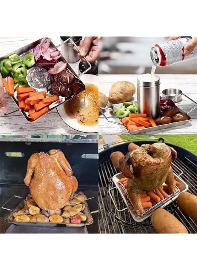 HOOKOR Grillers Beer Can Chicken Roaster Stand - Stainless Steel Holder - Barbecue Rack for The Grill, Oven or r - Dishwasher Safe - Includes 4 Vegetable Spikes  - Image 5