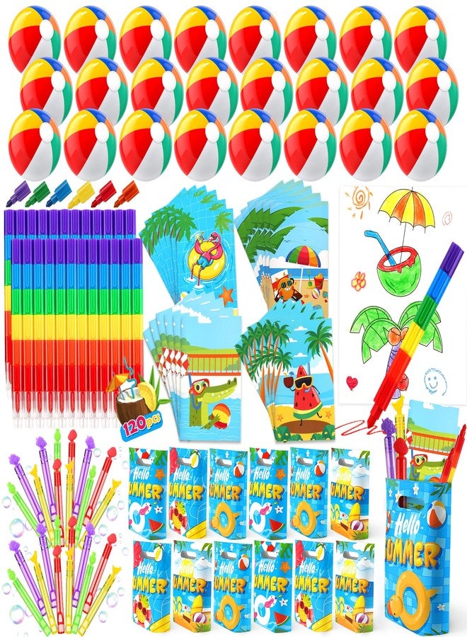 INNOCHEER Pool Party Favors Beach Party Favors for Kids 3-4-5-8-12, 120 PCS Goodie Bags Stuffers for Kids Summer Toys, Beach Balls, Crayons, Coloring Books Beach Pool Toys for Kids Ages 4-8-12 - Image 1