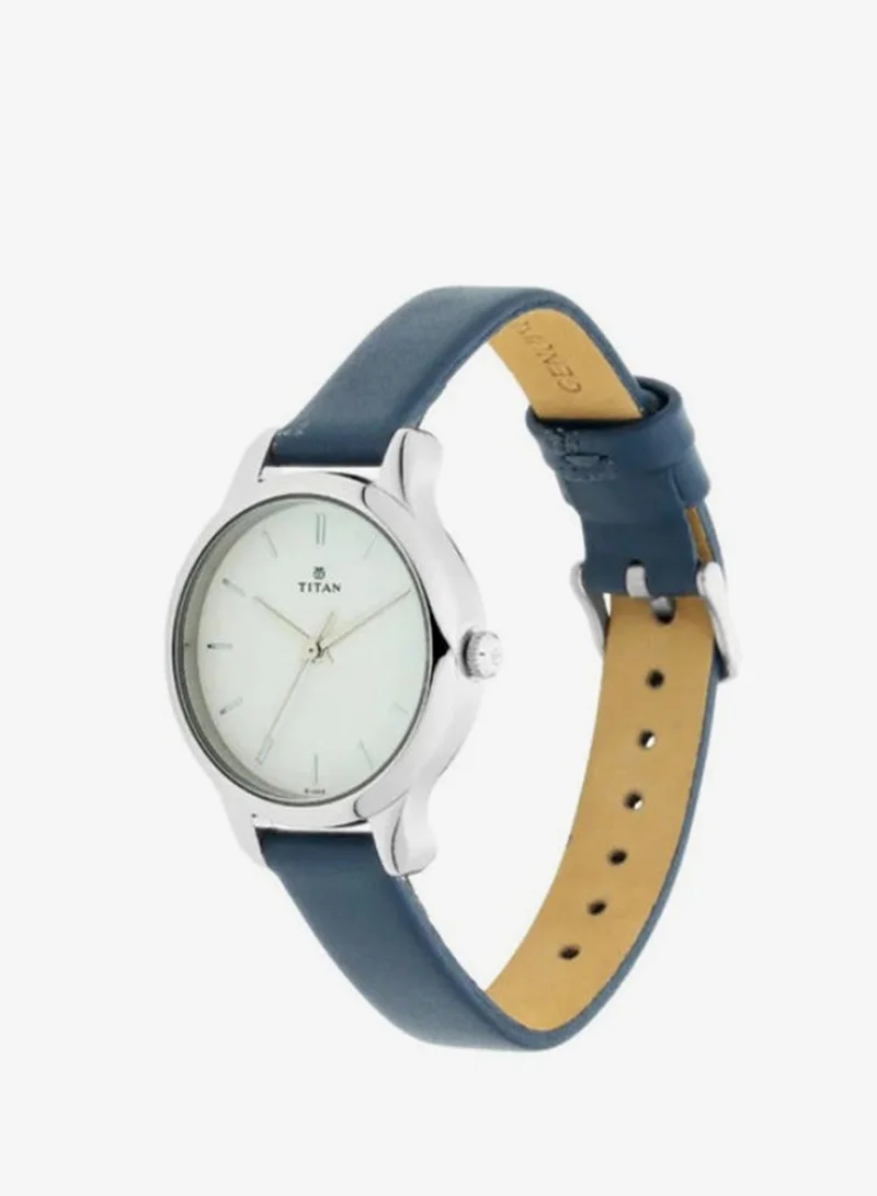 TITAN Titan Women's Chic minimalist watch with White dial and leather strap