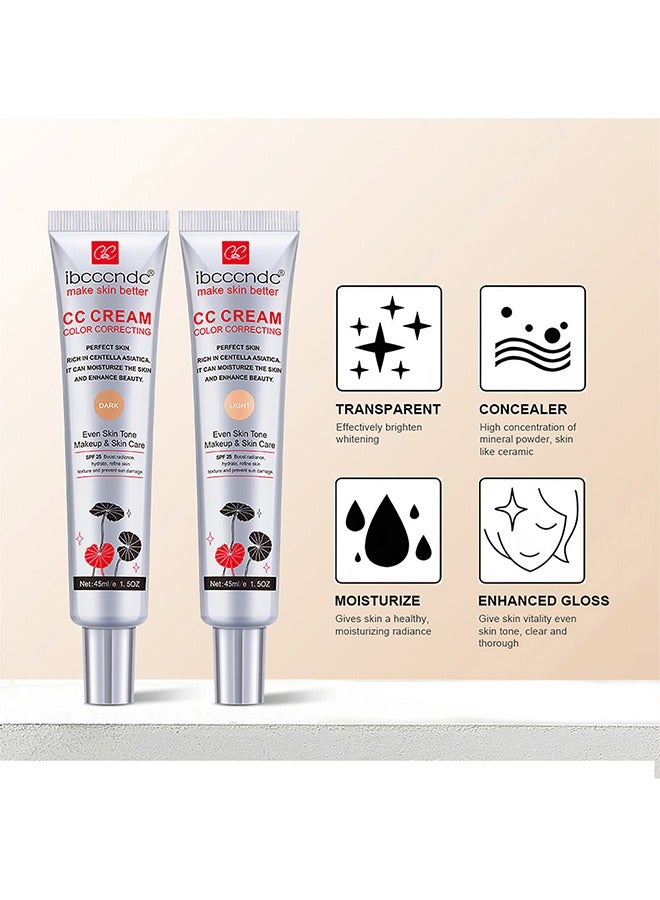 ibcccndc Skin Tone Correcting CC Cream with Centella Asiatica, Concealing and Moisturising CC Cream Color Correcting, Repairing Redness and Acne Marks, Water and Sweat Resistant, SPF 25 (01#DARK) - Image 3