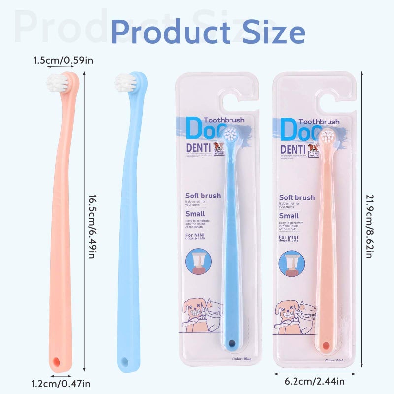 salbsever 2 Pack Dog and Cat Toothbrush Kit - Mini Head Soft Brush for Deep Clean - Suitable for Puppy, Kitten, Small Pets - Portable Travel Friendly and Easy to Use - Image 2
