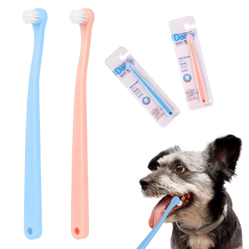 salbsever 2 Pack Dog and Cat Toothbrush Kit - Mini Head Soft Brush for Deep Clean - Suitable for Puppy, Kitten, Small Pets - Portable Travel Friendly and Easy to Use - Image 1