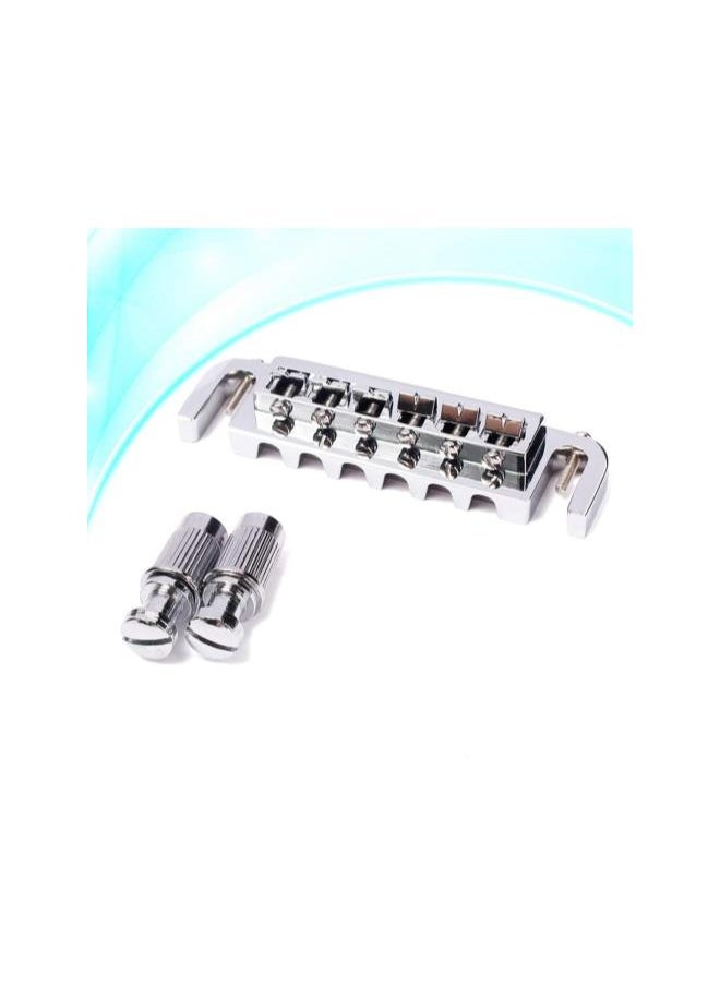 silvercnc - Wraparound Roller Bridge Saddle Tailpiece Combo Chrome for Gibson Les Paul LP Style Electric Guitar Replacement Parts Accessories (Silver) - Image 1