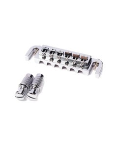 Wraparound Roller Bridge Saddle Tailpiece Combo Chrome for Gibson Les Paul LP Style Electric Guitar Replacement Parts Accessories (Silver)