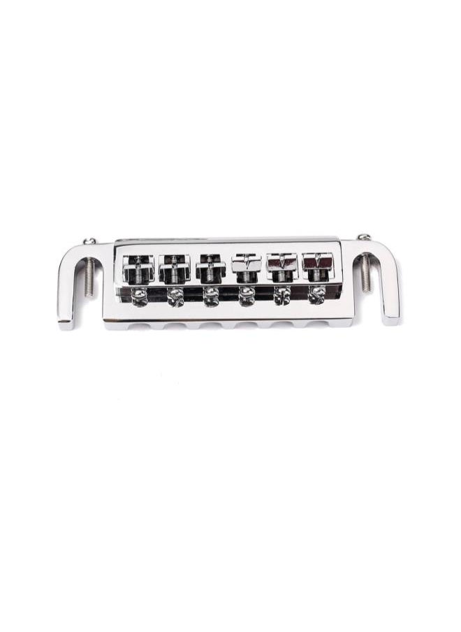 silvercnc - Wraparound Roller Bridge Saddle Tailpiece Combo Chrome for Gibson Les Paul LP Style Electric Guitar Replacement Parts Accessories (Silver) - Image 1