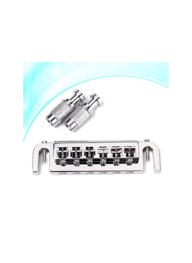 silvercnc - Wraparound Roller Bridge Saddle Tailpiece Combo Chrome for Gibson Les Paul LP Style Electric Guitar Replacement Parts Accessories (Silver) - Image 1