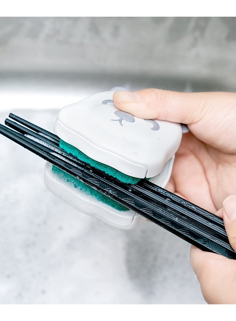 SYOSI فرشاة شفرة سكين وأداة تنظيف أدوات المطبخ مع شعيرات للتنظيف، غسل المطبخ غير قابلة للانزلاق، B002-1 رأس تنظيف قابل للتغيير ووسادة فرك (أخضر)، مستلزمات تنظيف المطبخ أدوات المطبخ للتنظيف - Image 5