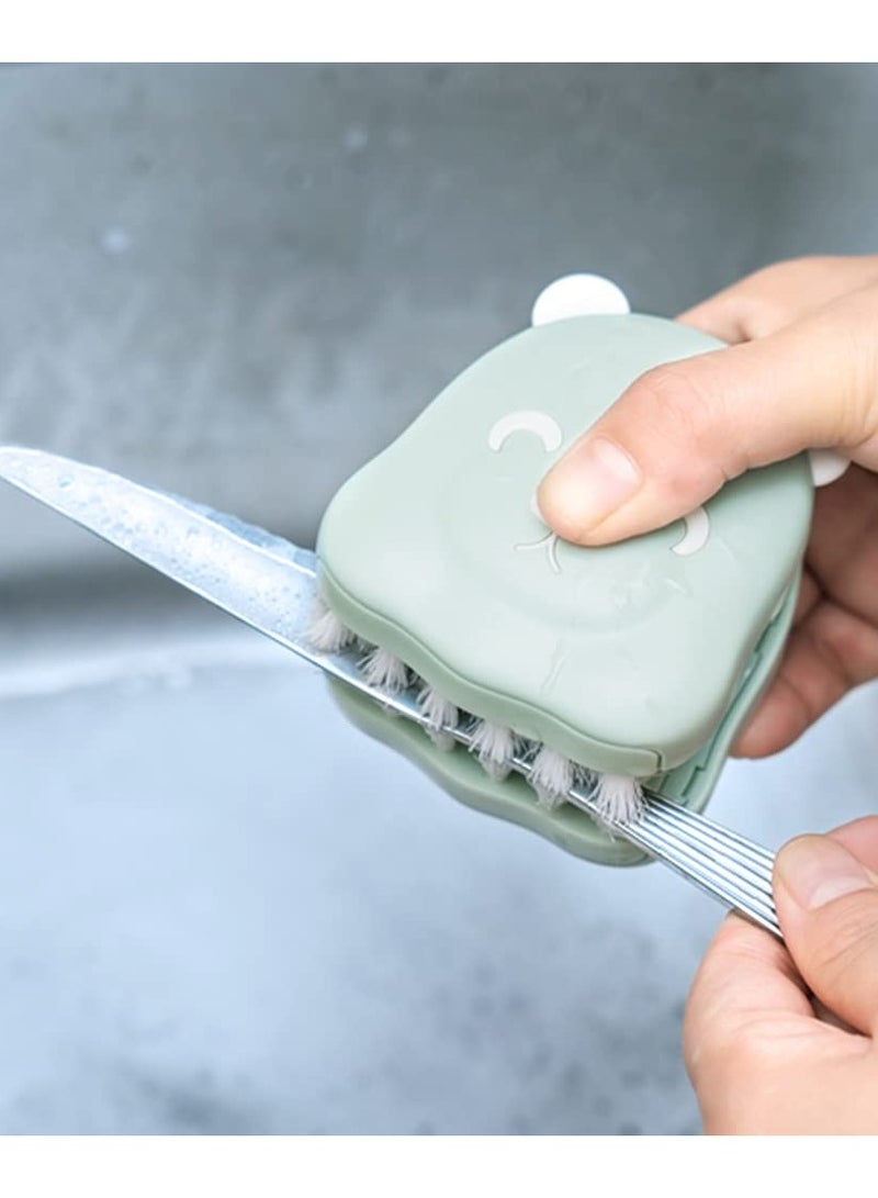 SYOSI فرشاة شفرة سكين وأداة تنظيف أدوات المطبخ مع شعيرات للتنظيف، غسل المطبخ غير قابلة للانزلاق، B002-1 رأس تنظيف قابل للتغيير ووسادة فرك (أخضر)، مستلزمات تنظيف المطبخ أدوات المطبخ للتنظيف - Image 4