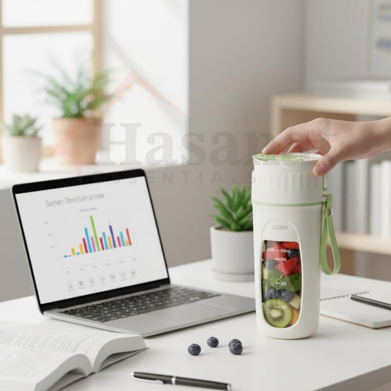 HASANAT ESSENTIALS زجاجة خلاط عصير محمولة من حسنات إيسينشالز - Image 4