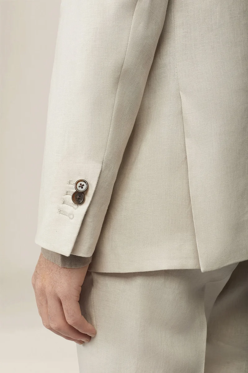 Doppelganger  Men's single-breasted suit in 100% linen, regular fit - Beige for Men | Best Price UAE