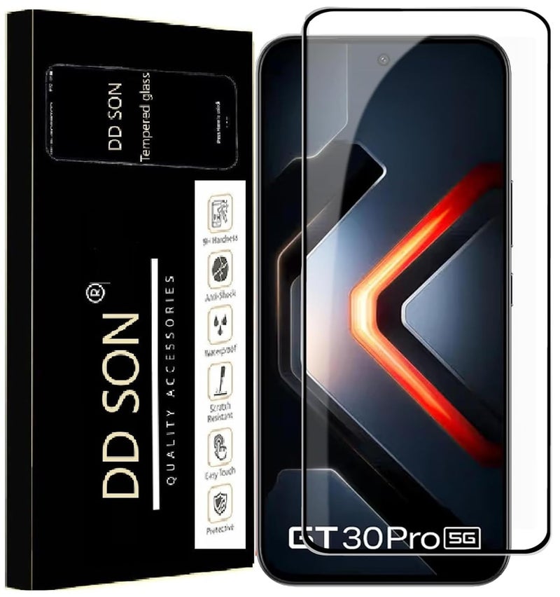 DD SON Tempered Glass Screen Protector Compatible for Infinix GT 30 Pro 5G (6.78 Inch, Pack of 1) with Edge to Edge Coverage and Easy Installation kit,Black - Image 1