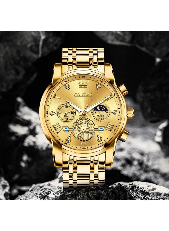 OLEVS Mens Watches Chain Chronograph Business Dress Quartz Stainless Steel Wrist Watch Waterproof Luminous Date - Image 2