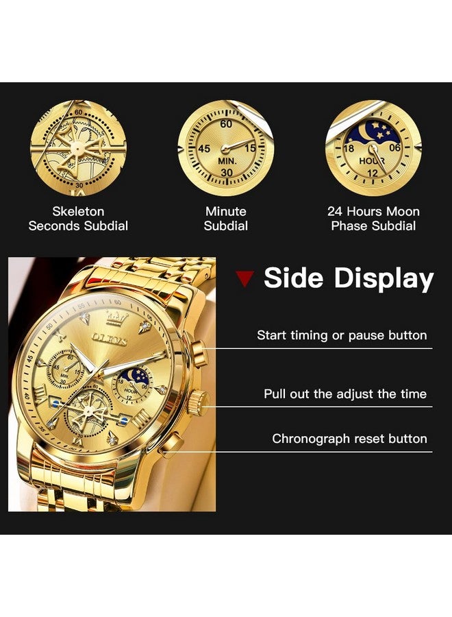 OLEVS Mens Watches Chain Chronograph Business Dress Quartz Stainless Steel Wrist Watch Waterproof Luminous Date - Image 5