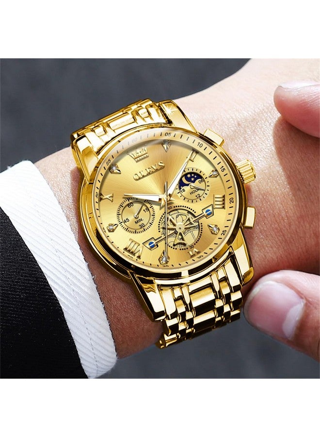 OLEVS Mens Watches Chain Chronograph Business Dress Quartz Stainless Steel Wrist Watch Waterproof Luminous Date - Image 3