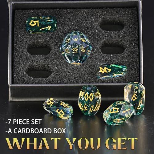 FONVGOGO Polyhedral Dice Set DND Unique Resin DND Dice for Dungeons and Dragons with Box 7 Piece Role Playing RPG D and D DiceBlack and Gold - Image 5