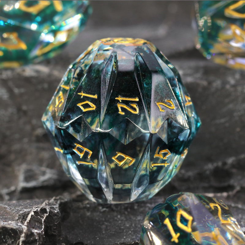 FONVGOGO Polyhedral Dice Set DND Unique Resin DND Dice for Dungeons and Dragons with Box 7 Piece Role Playing RPG D and D DiceBlack and Gold - Image 3