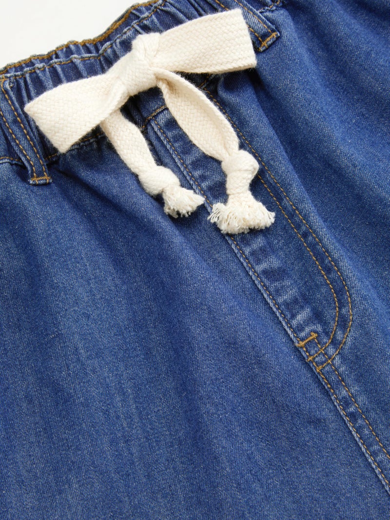 CIDER Drawstring Wide Leg Jeans for Women High Waisted Baggy Jeans Denim Pants with Pockets: Blue, L - Image 4