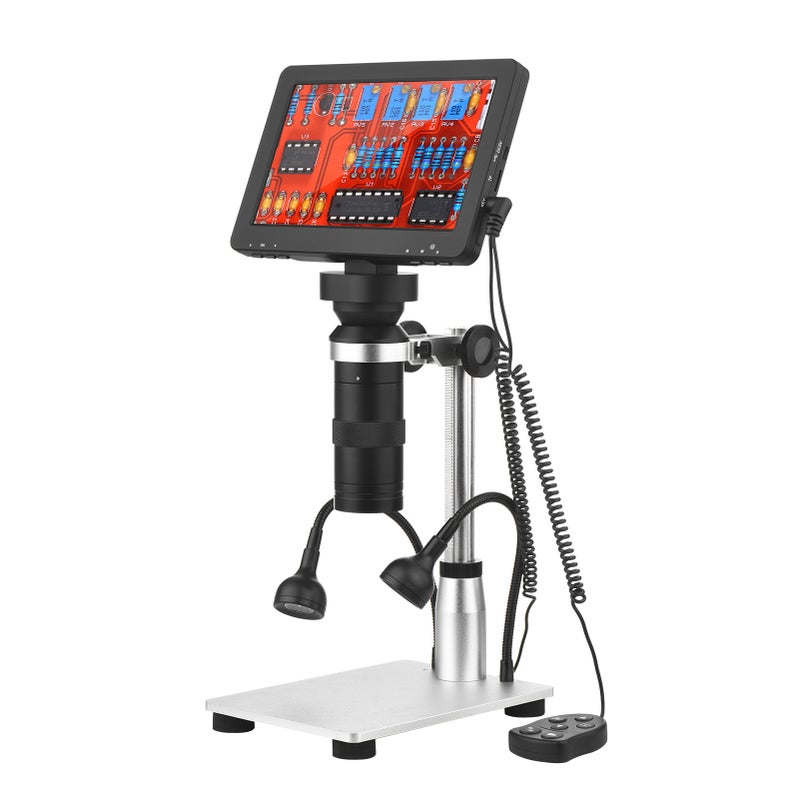 7-inch LCD Digital Microscope 1200X Magnification Portable Rechargeable Microscope Video Camera Microscope with Remote Control 8 Adjustable LED Light Digital Magnifier with Holder for Circuit Board - Image 1