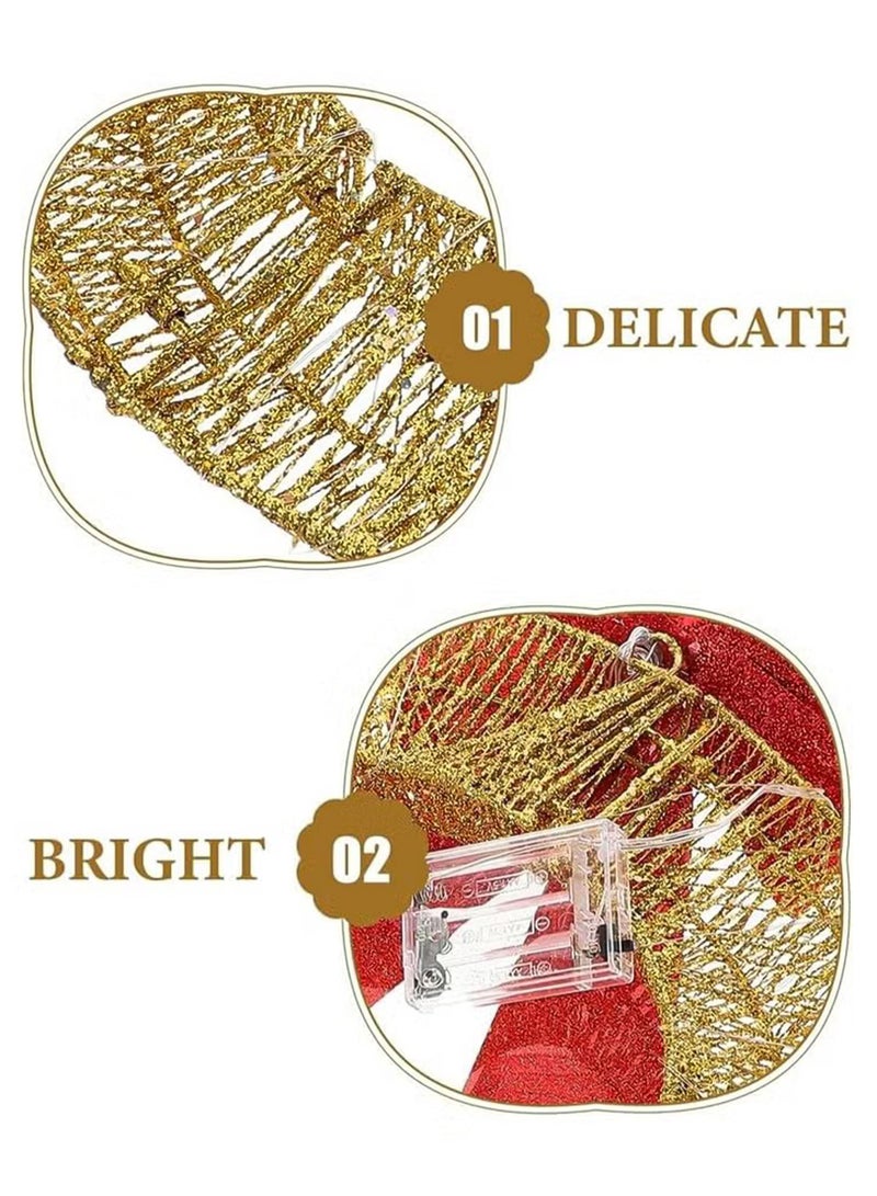 NextWave Golden Christmas Wreath With Led Warm Lights And Bow, In/Outdoor Holiday Decor For Front Door, Window, Party - Image 3