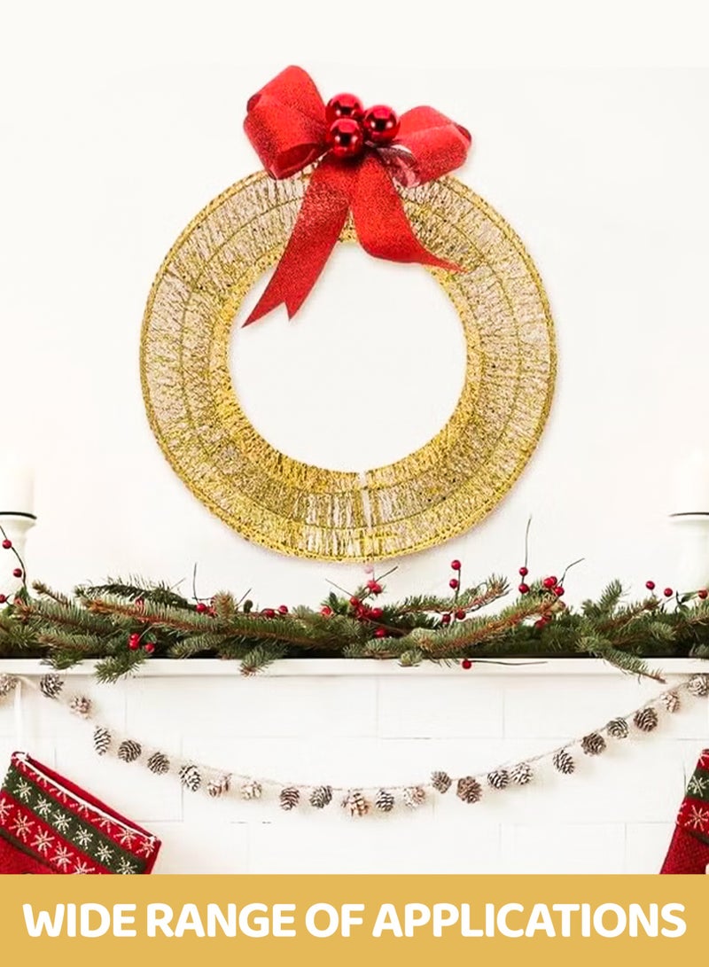 NextWave Golden Christmas Wreath With Led Warm Lights And Bow, In/Outdoor Holiday Decor For Front Door, Window, Party - Image 4