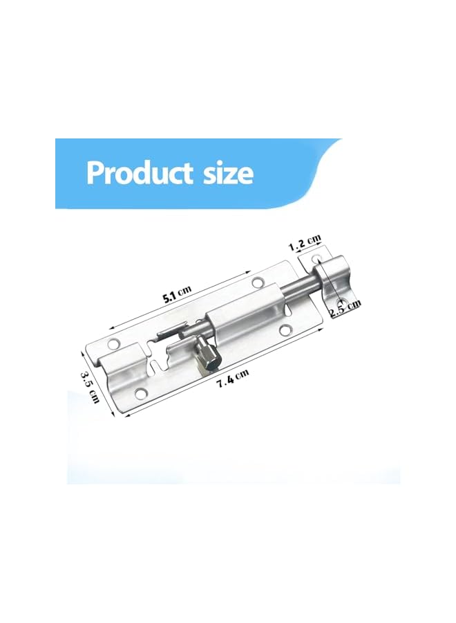 promass Door Sliding Bolt Latch, 3 Inch Sliding Bolt Latches Stainless Steel Bolt Locks Hardware with Screw for Window Door Furniture - Image 4