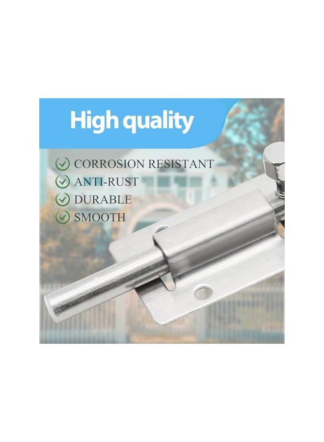 promass Door Sliding Bolt Latch, 3 Inch Sliding Bolt Latches Stainless Steel Bolt Locks Hardware with Screw for Window Door Furniture - Image 3