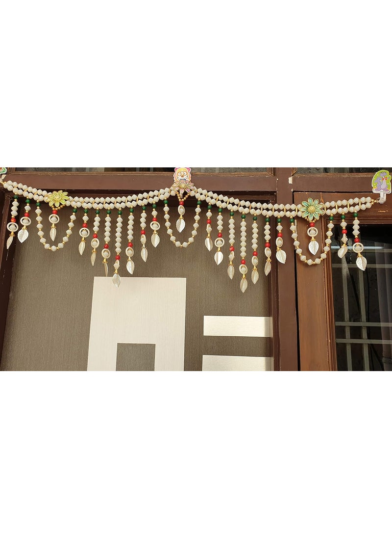 pranjals house - Pranjals House Beaded Handmade Traditional Door Toran (3 feet, Multicolour) - Image 1