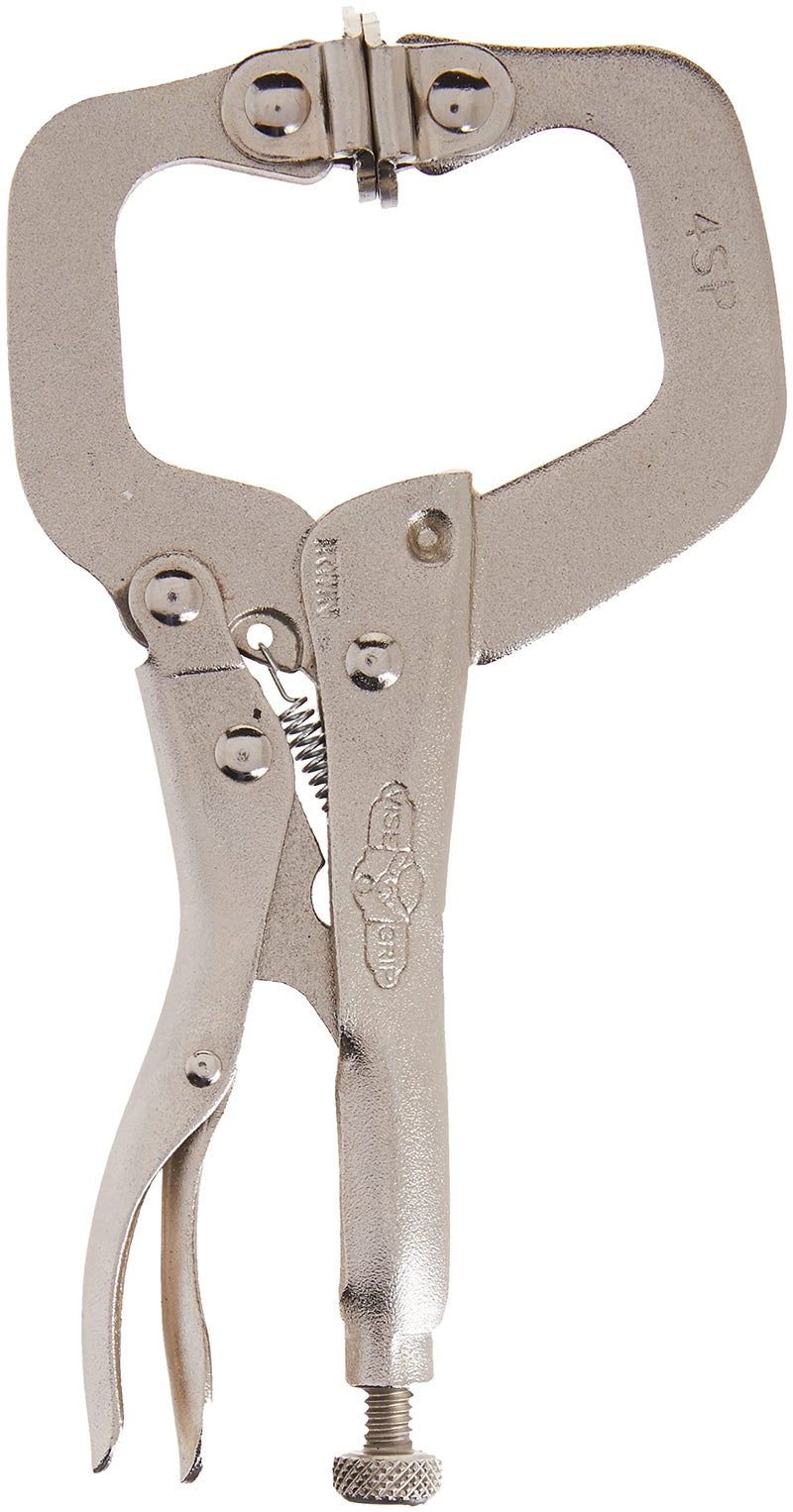 IRWIN Tools VISE-GRIP Locking C-Clamp, Original, Swivel Pad Tip, 4-inch (100mm) (165); 1-5/8” (41mm) Jaw Capacity - Image 1