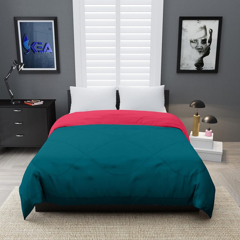 KEA KEA Microfibre Reversible Single Bed ComforterDuvet for All WeatherPink Cyan 250 GSMComforter Single  - Image 3