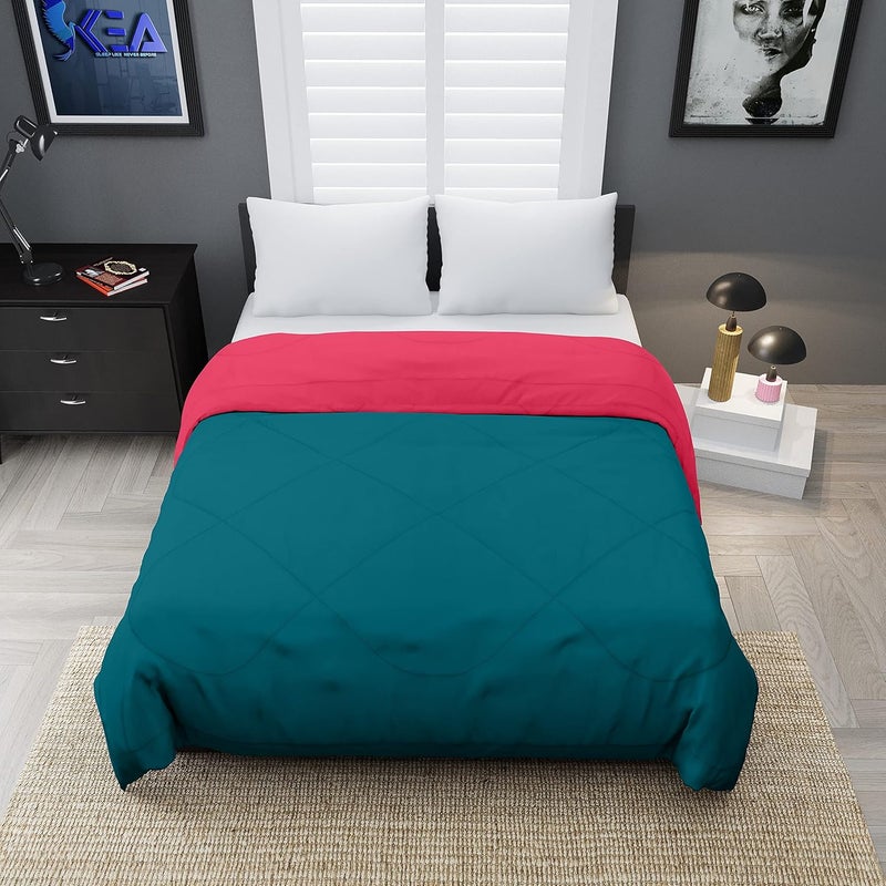 KEA KEA Microfibre Reversible Single Bed ComforterDuvet for All WeatherPink Cyan 250 GSMComforter Single  - Image 2