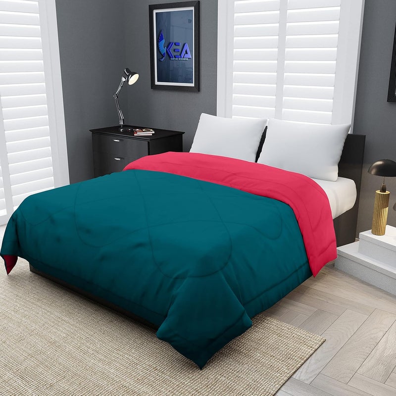 KEA KEA Microfibre Reversible Single Bed ComforterDuvet for All WeatherPink Cyan 250 GSMComforter Single  - Image 1