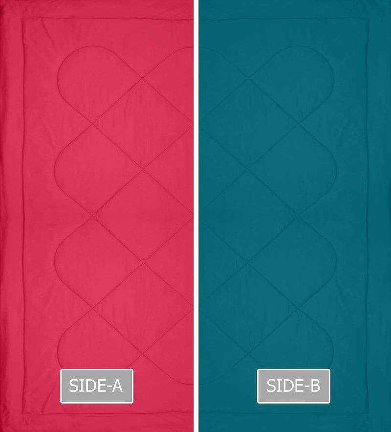 KEA KEA Microfibre Reversible Single Bed ComforterDuvet for All WeatherPink Cyan 250 GSMComforter Single  - Image 5