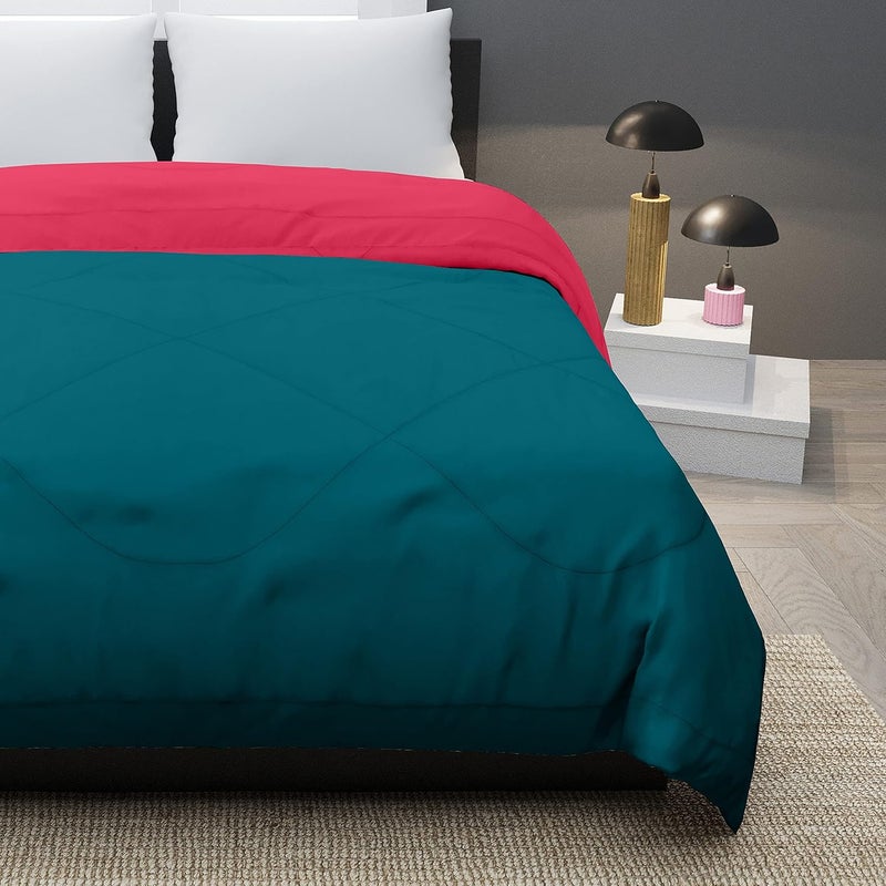 KEA KEA Microfibre Reversible Single Bed ComforterDuvet for All WeatherPink Cyan 250 GSMComforter Single  - Image 4